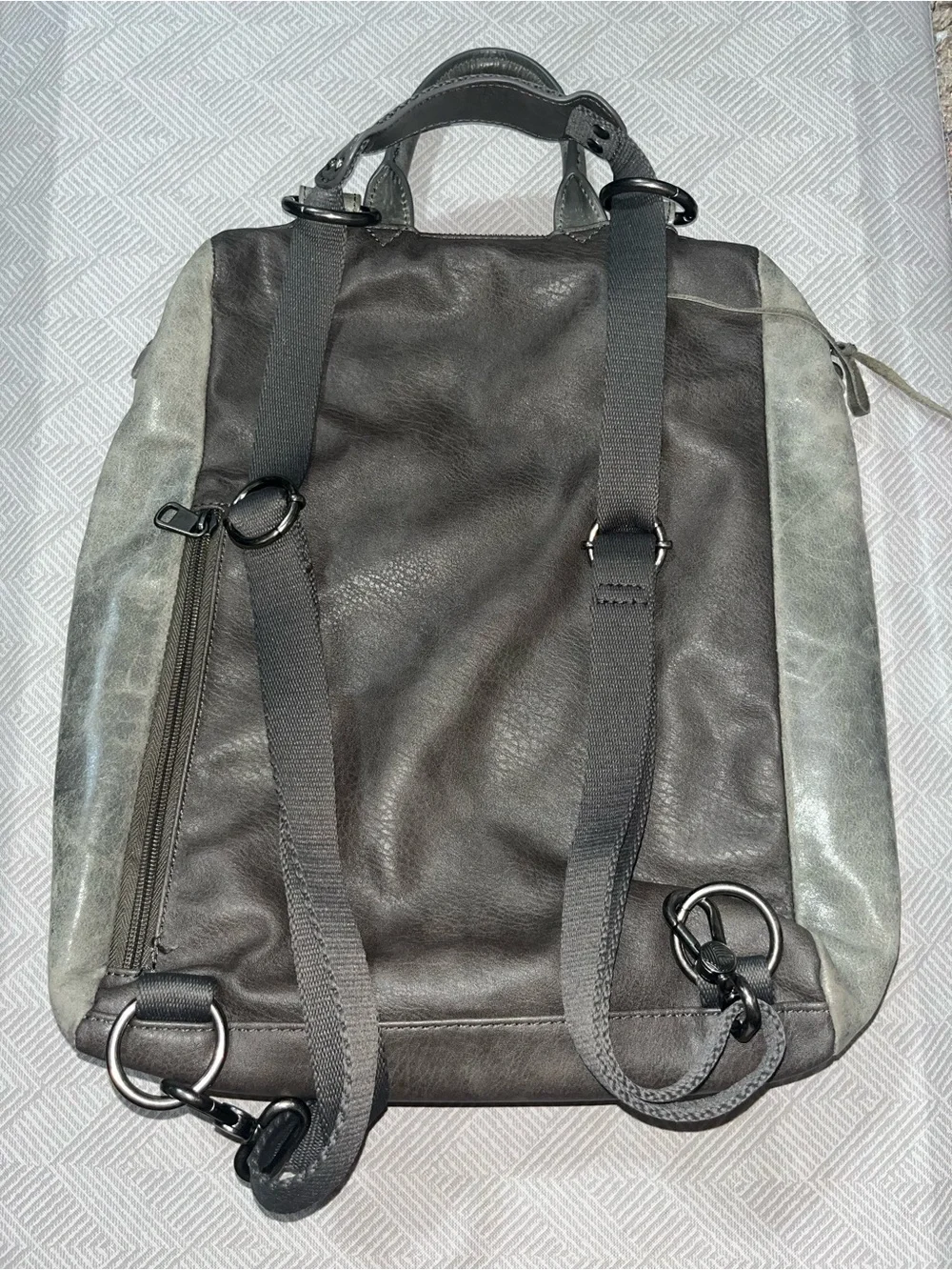 The Sak Metallic Gray Embossed Leather Backpack